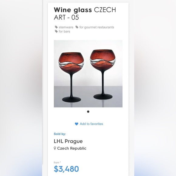 Vlasta Voboraikova LHL Praque Czech art Wine glass stemware Signed Set Of 2 - Picture 6 of 6